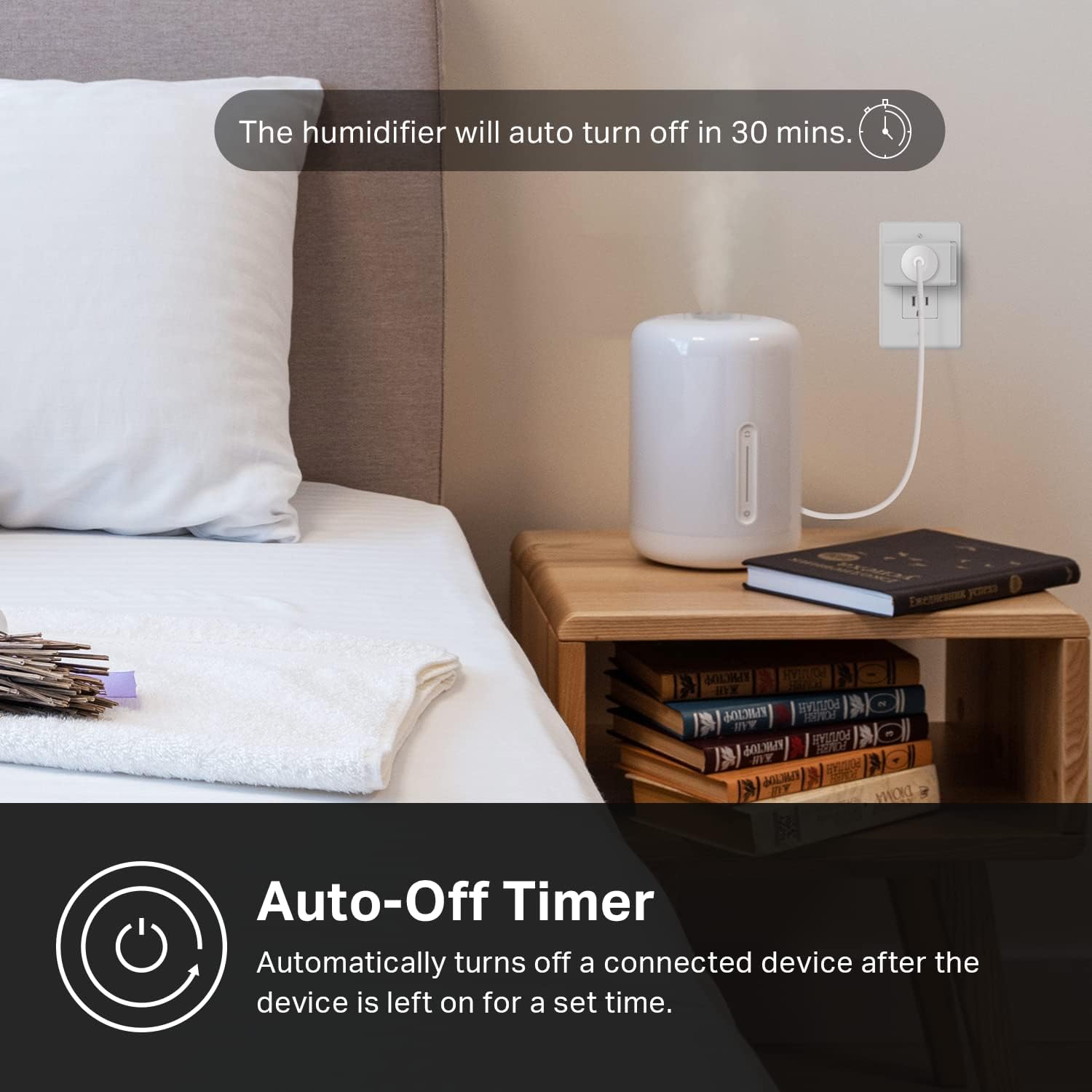 Auto-off timer, humidifier automatically turns off after set time